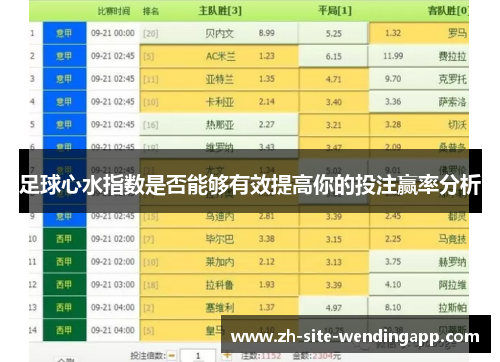 足球心水指数是否能够有效提高你的投注赢率分析