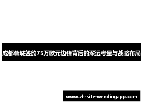 成都蓉城签约75万欧元边锋背后的深远考量与战略布局