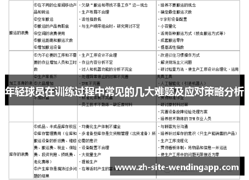年轻球员在训练过程中常见的几大难题及应对策略分析